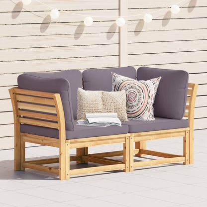 Gartensofa mit Kissen 2-Sitzer Massivholz Akazie