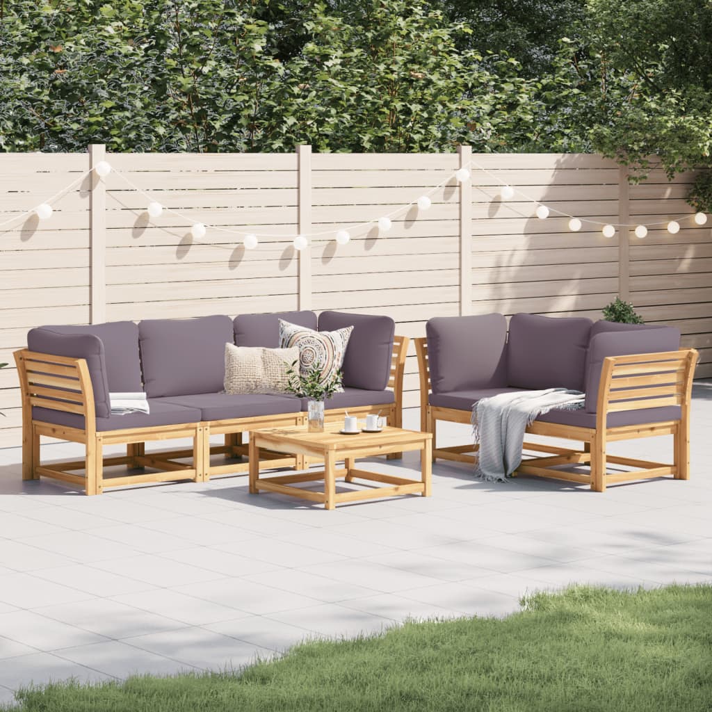 6-tlg. Garten-Lounge-Set mit Kissen Massivholz Akazie