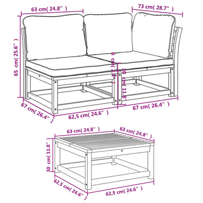 9-tlg. Garten-Lounge-Set mit Kissen Massivholz Akazie