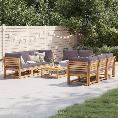 9-tlg. Garten-Lounge-Set mit Kissen Massivholz Akazie