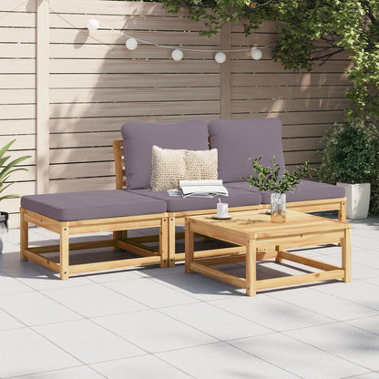 4-tlg. Garten-Lounge-Set mit Kissen Massivholz Akazie