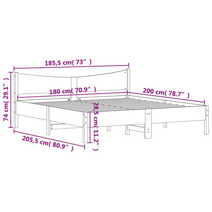 Massivholzbett ohne Matratze Weiß 180x200 cm Kiefernholz