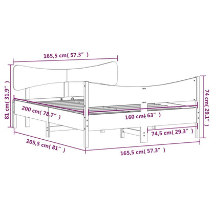 Massivholzbett ohne Matratze 160x200 cm Kiefernholz