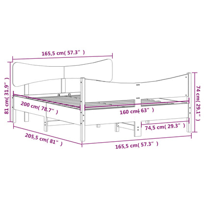 Massivholzbett ohne Matratze Weiß 160x200 Kiefernholz