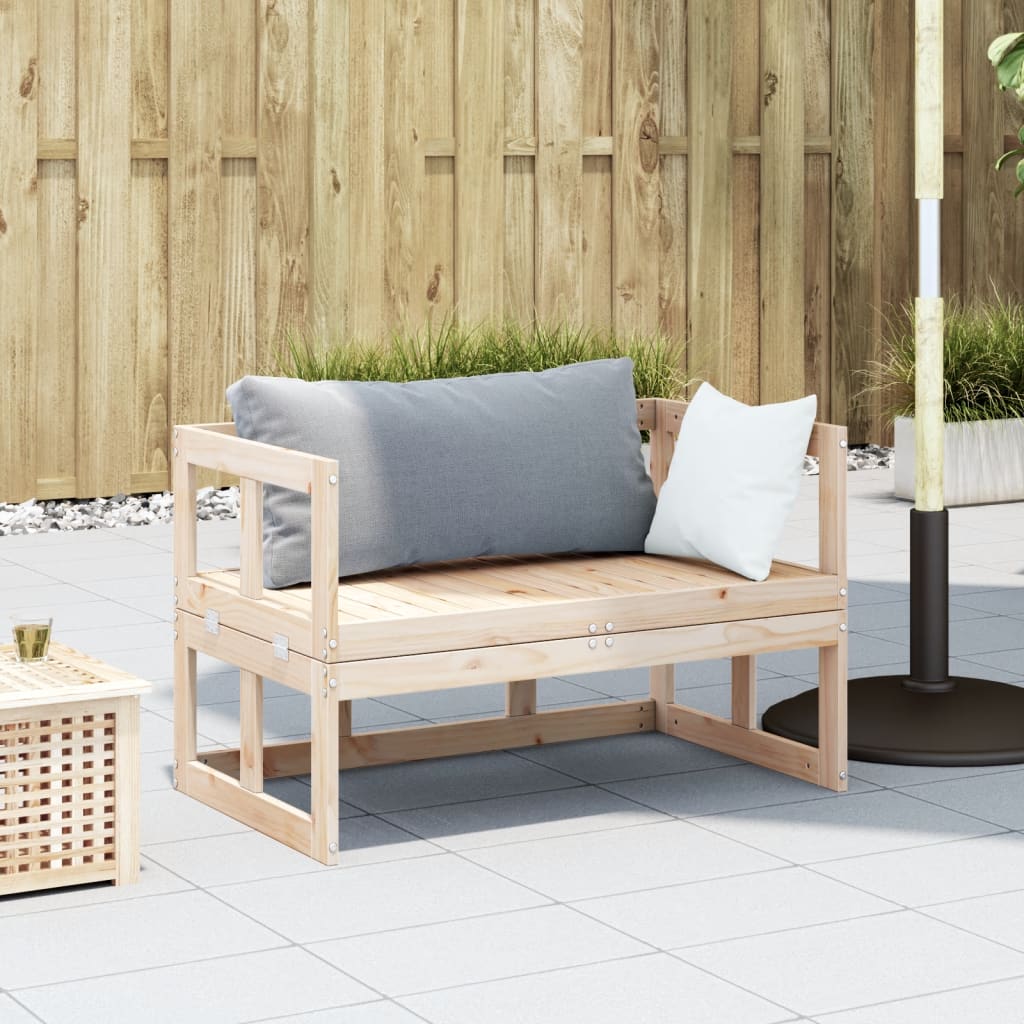 2-in-1 Gartensofa Verlängerbar Massivholz Kiefer