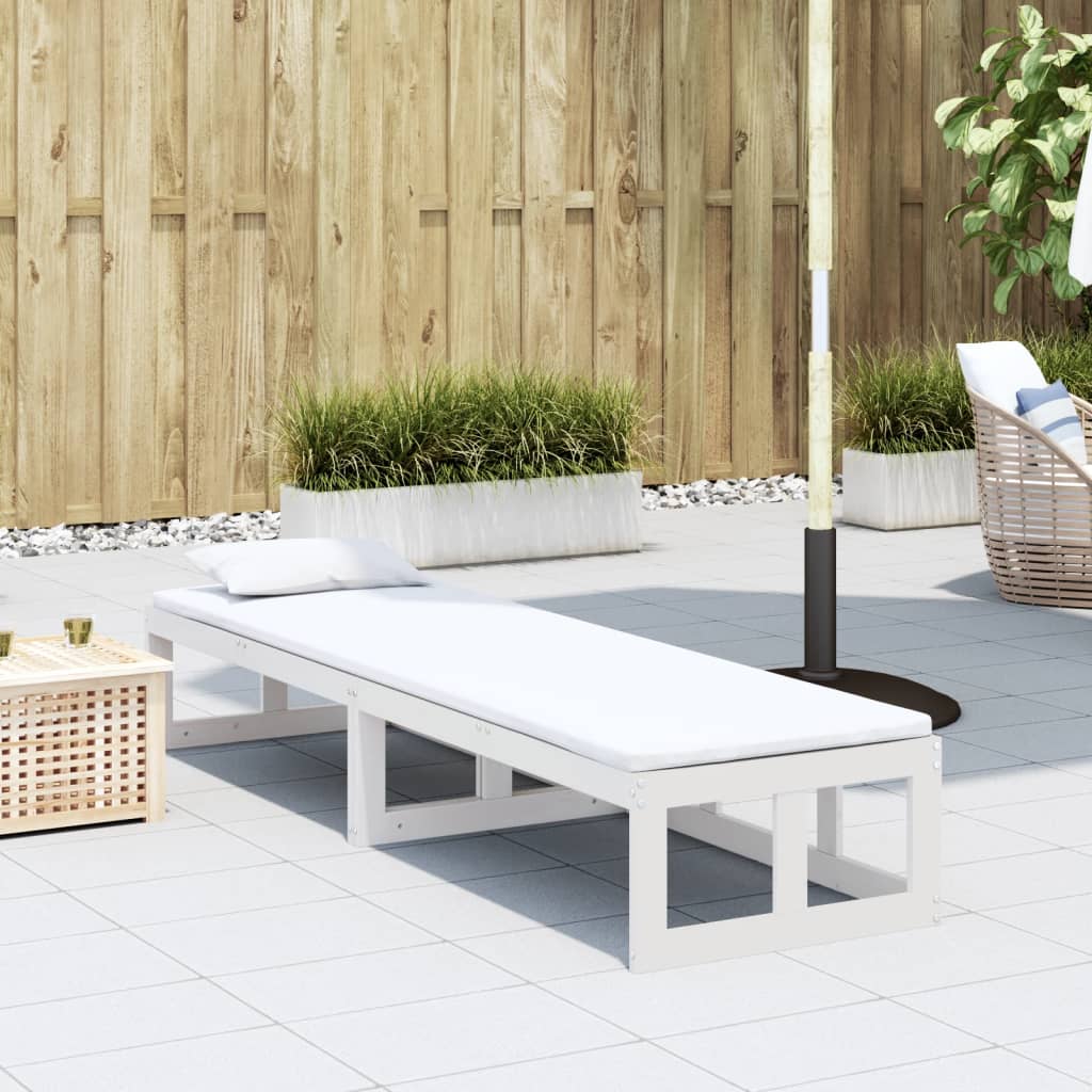 2-in-1 Gartensofa Verlängerbar Weiß Massivholz Kiefer