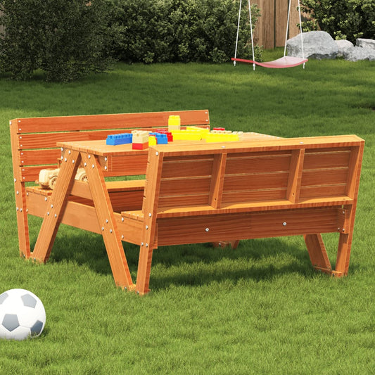 Picknicktisch für Kinder Wachsbraun 88x122x58 cm Massivholz