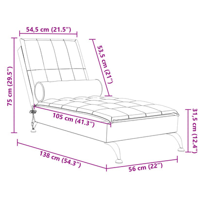 Massage-Chaiselongue mit Nackenrolle Schwarz Stoff