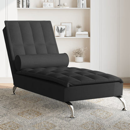 Massage-Chaiselongue mit Nackenrolle Schwarz Stoff