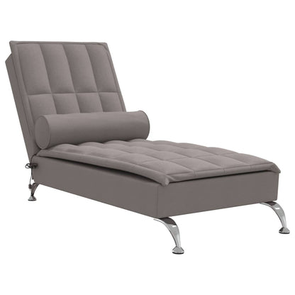 Massage-Chaiselongue mit Nackenrolle Taupe Stoff