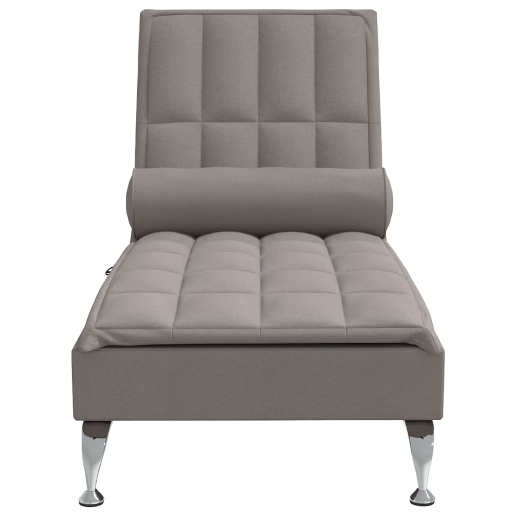 Massage-Chaiselongue mit Nackenrolle Taupe Stoff