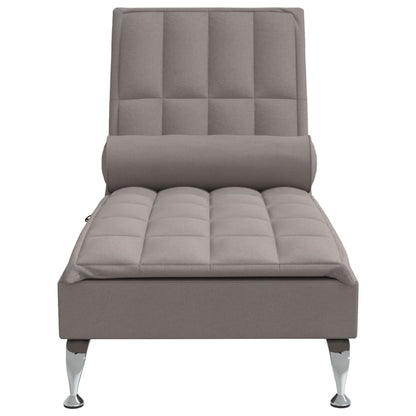 Massage-Chaiselongue mit Nackenrolle Taupe Stoff