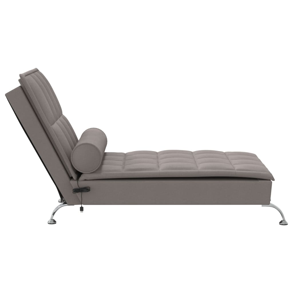 Massage-Chaiselongue mit Nackenrolle Taupe Stoff