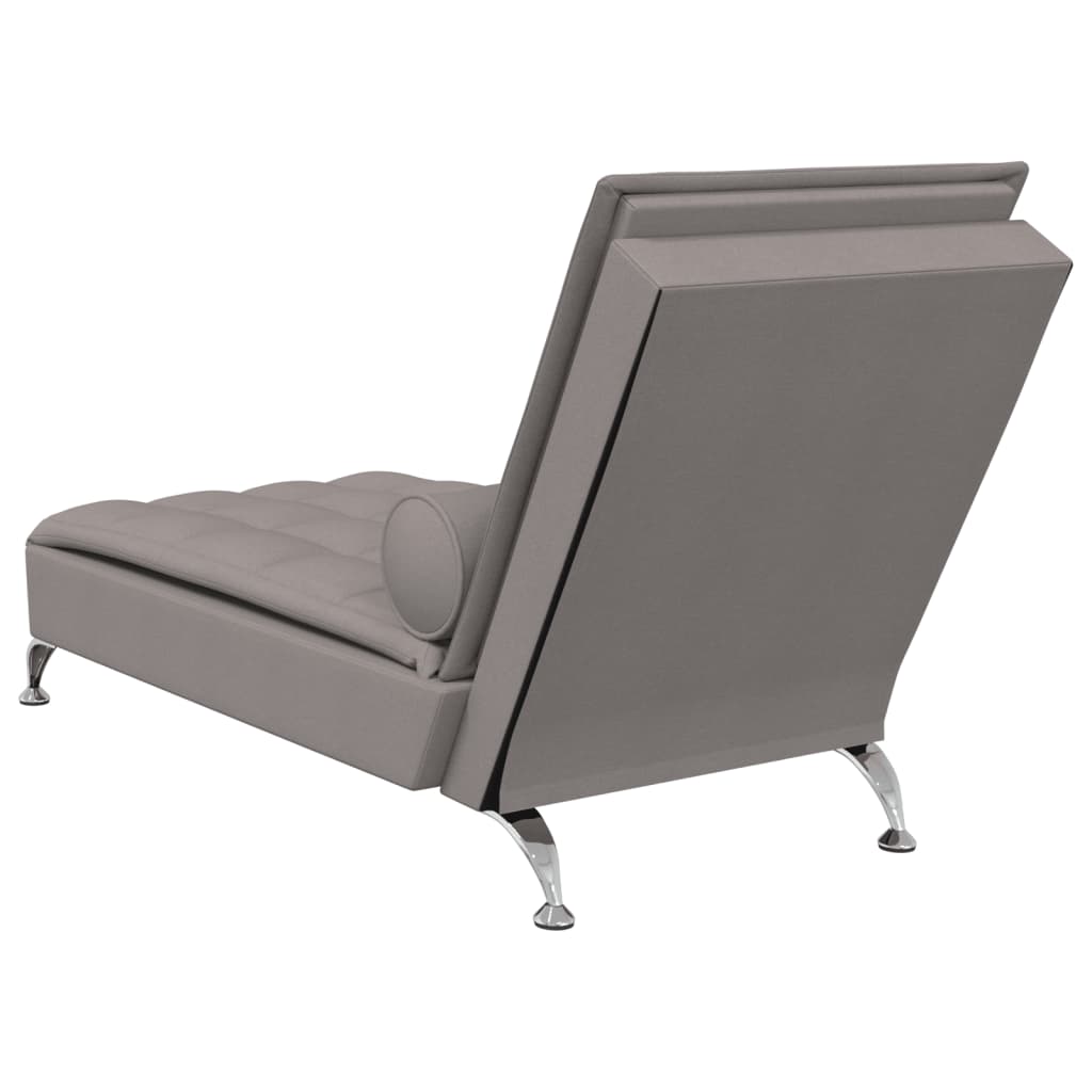 Massage-Chaiselongue mit Nackenrolle Taupe Stoff