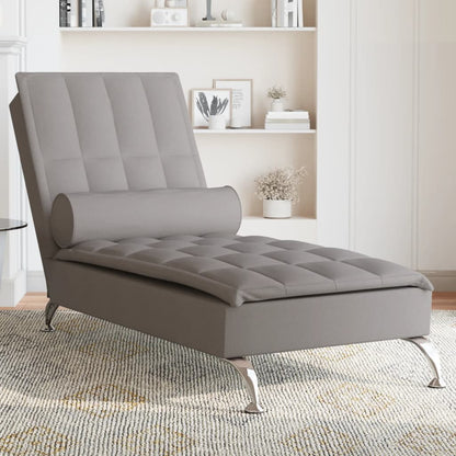 Massage-Chaiselongue mit Nackenrolle Taupe Stoff