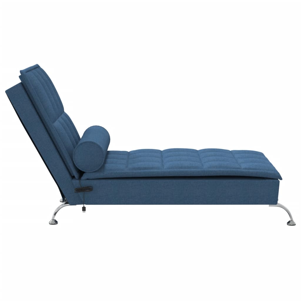 Massage-Chaiselongue mit Nackenrolle Blau Stoff