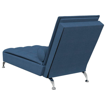 Massage-Chaiselongue mit Nackenrolle Blau Stoff