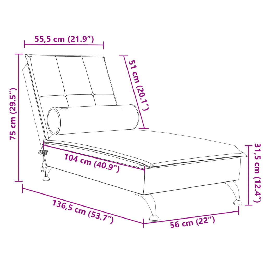 Massage-Chaiselongue mit Nackenrolle Dunkelgrün Samt