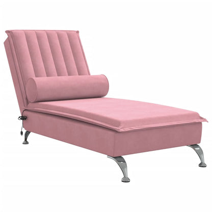 Massage-Chaiselongue mit Nackenrolle Rosa Samt