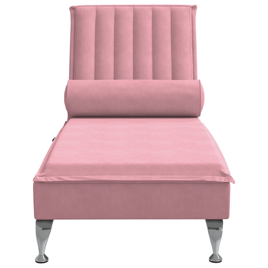 Massage-Chaiselongue mit Nackenrolle Rosa Samt