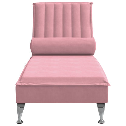 Massage-Chaiselongue mit Nackenrolle Rosa Samt