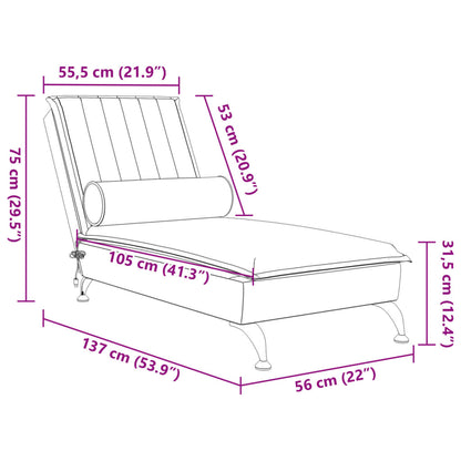 Massage-Chaiselongue mit Nackenrolle Rosa Samt