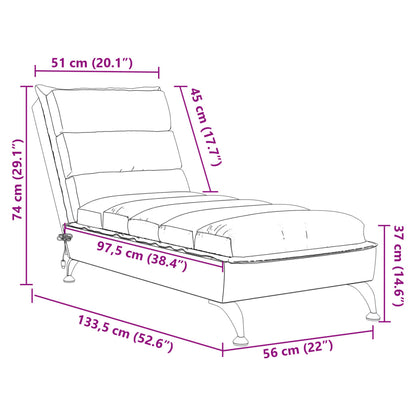 Massage-Chaiselongue mit Kissen Hellgrau Stoff