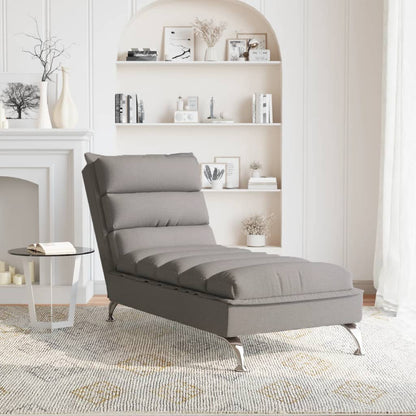 Massage-Chaiselongue mit Kissen Taupe Stoff