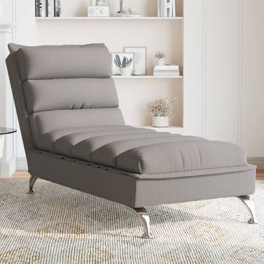 Massage-Chaiselongue mit Kissen Taupe Stoff