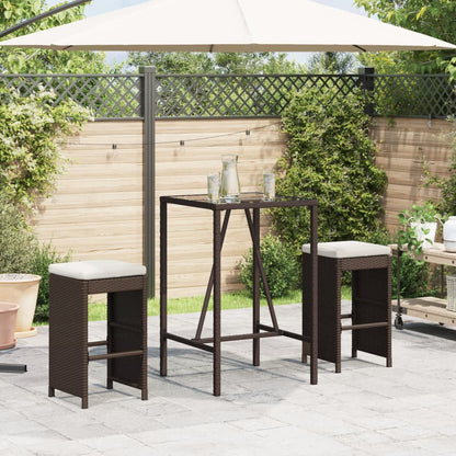 Garten-Barhocker mit Kissen 2 Stk. Braun Poly Rattan