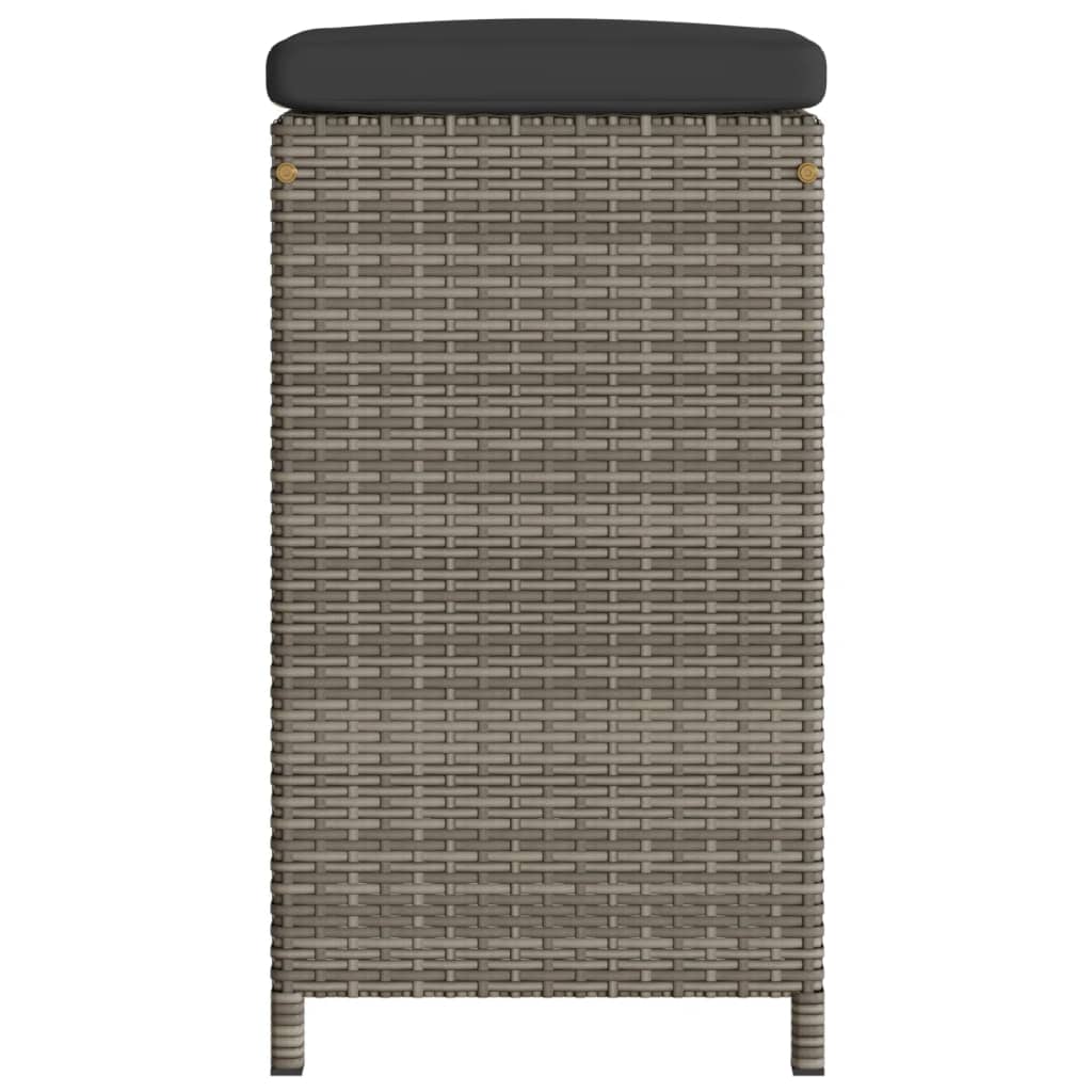 Garten-Barhocker mit Kissen 2 Stk. Grau Poly Rattan