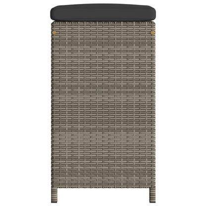 Garten-Barhocker mit Kissen 2 Stk. Grau Poly Rattan