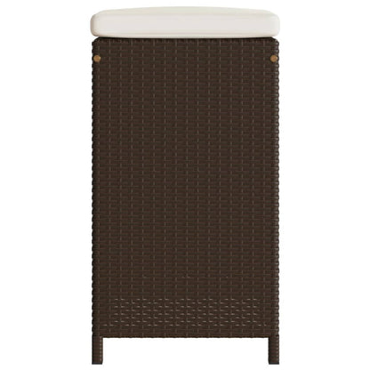 Garten-Barhocker mit Kissen 4 Stk. Braun Poly Rattan