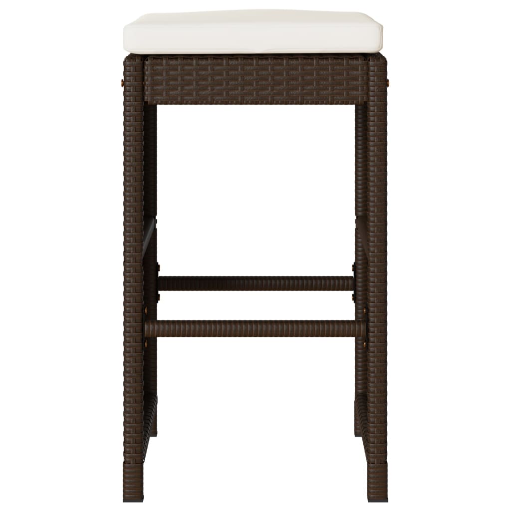 Garten-Barhocker mit Kissen 6 Stk. Braun Poly Rattan