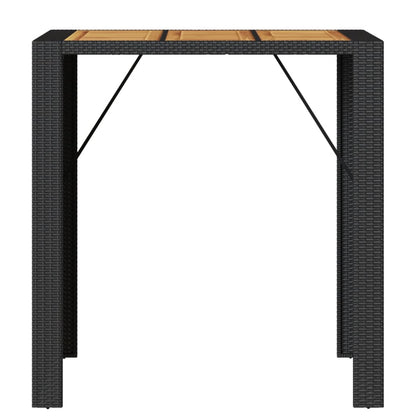 Garten-Bartisch mit Holzplatte Schwarz 105x80x110 cm Polyrattan