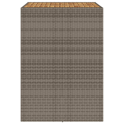 Garten-Bartisch mit Holzplatte Grau 105x80x110 cm Polyrattan