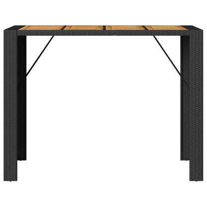 Garten-Bartisch mit Holzplatte Schwarz 145x80x110 cm Polyrattan