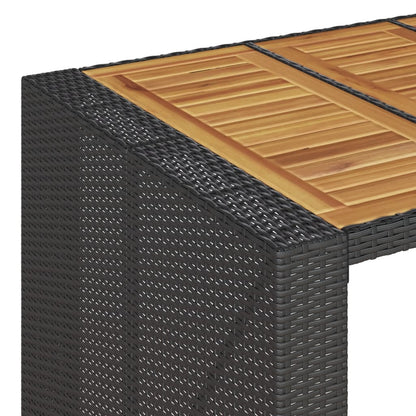 Garten-Bartisch mit Holzplatte Schwarz 145x80x110 cm Polyrattan