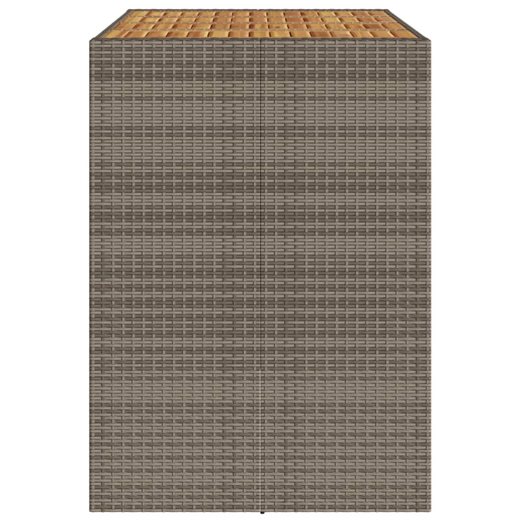 Garten-Bartisch mit Holzplatte Grau 145x80x110 cm Polyrattan