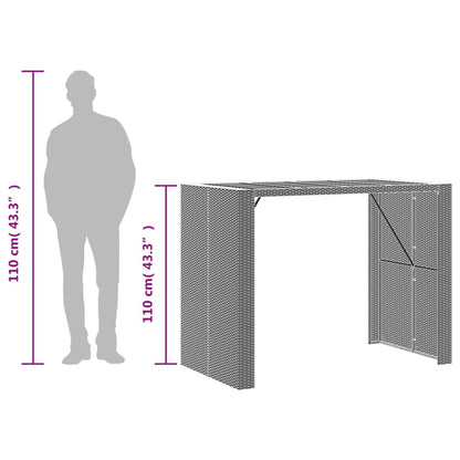 Garten-Bartisch mit Holzplatte Grau 145x80x110 cm Polyrattan