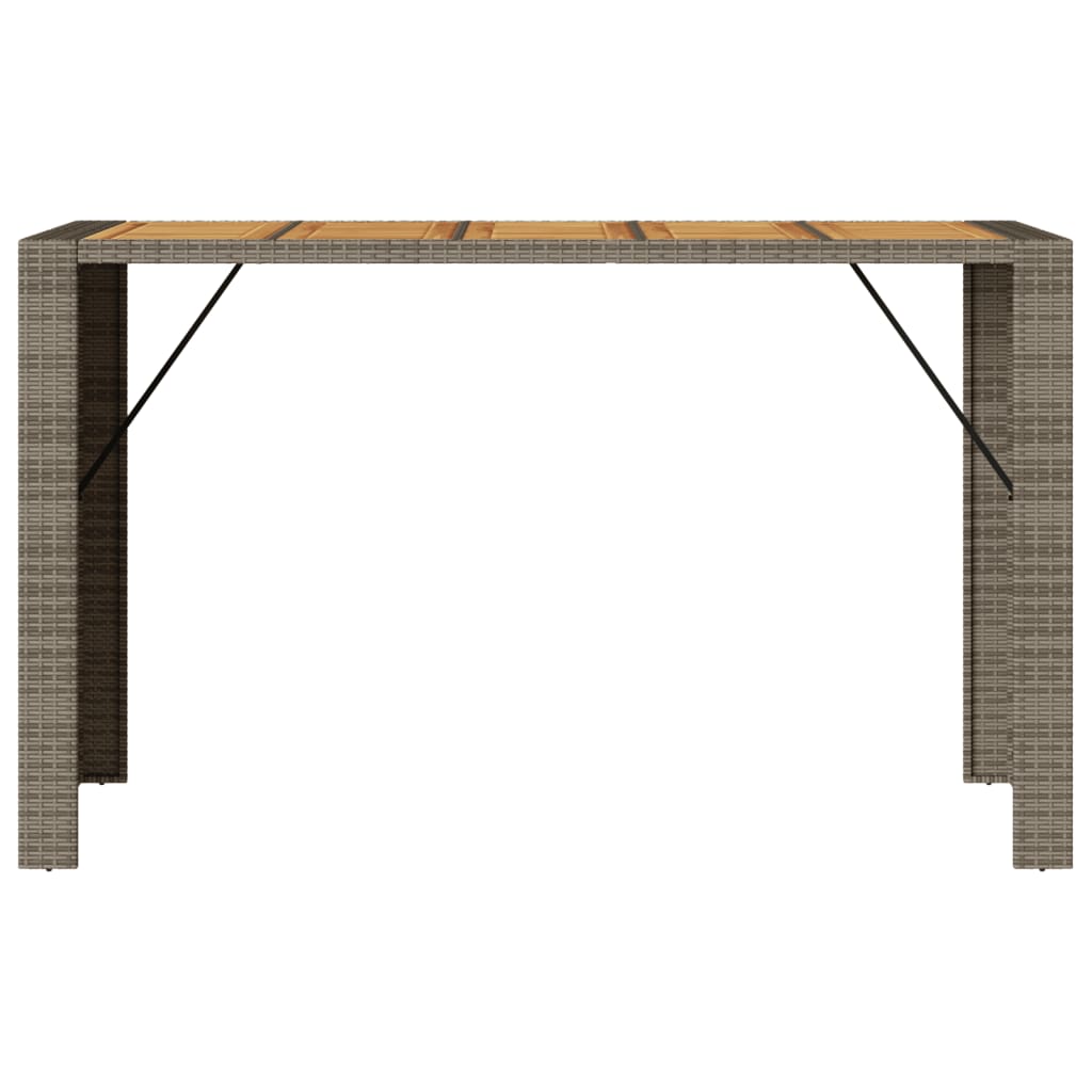 Garten-Bartisch mit Holzplatte Grau 185x80x110 cm Polyrattan