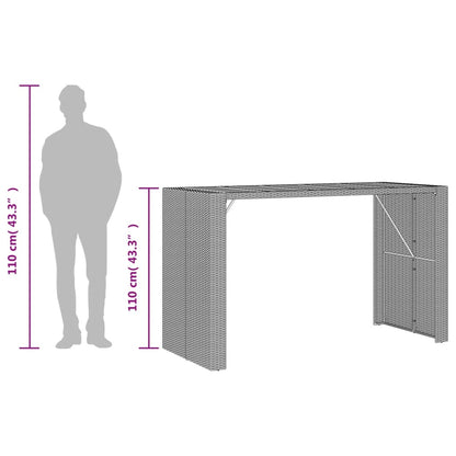 Garten-Bartisch mit Holzplatte Grau 185x80x110 cm Polyrattan