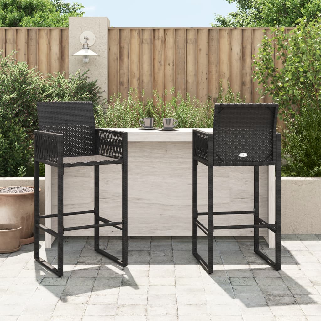 Garten-Barhocker 2 Stk. Schwarz Poly Rattan