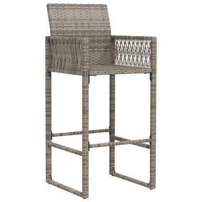 Garten-Barhocker 2 Stk. Grau Poly Rattan