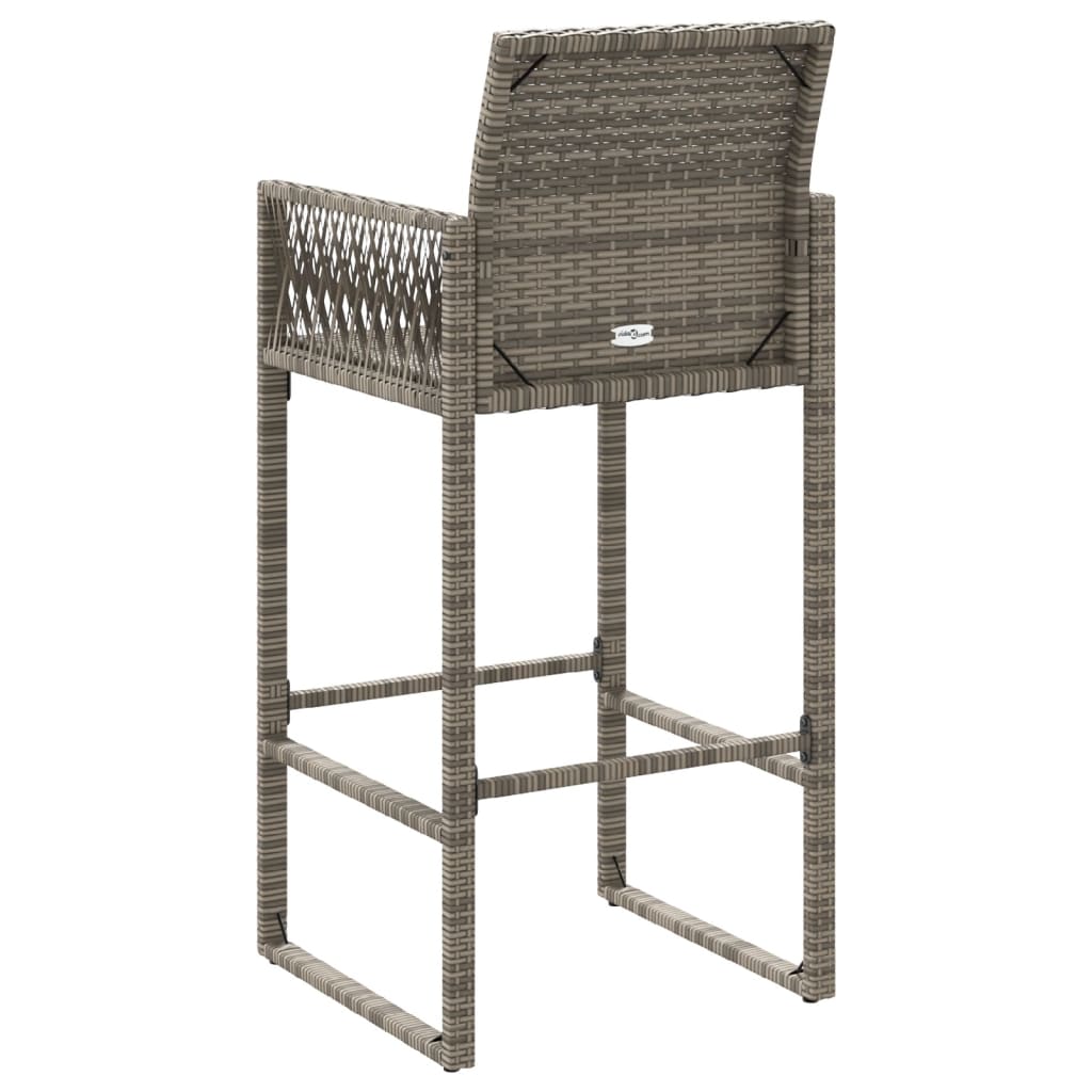 Garten-Barhocker 2 Stk. Grau Poly Rattan