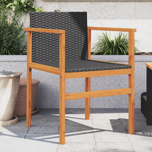 Gartenstühle 2 Stk. Schwarz Poly Rattan und Massivholz