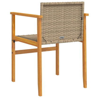 Gartenstühle 2 Stk. Beige Poly Rattan und Massivholz