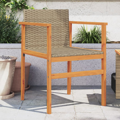 Gartenstühle 2 Stk. Beige Poly Rattan und Massivholz