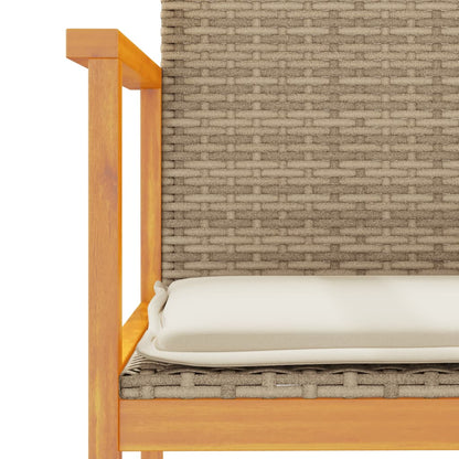 Gartenstühle mit Kissen 2 Stk. Beige Poly Rattan Massivholz