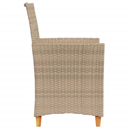 Gartenstühle mit Kissen 2 Stk. Beige Poly Rattan Massivholz